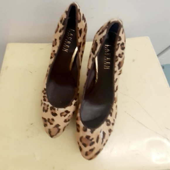 RALPH LAUREN LEOPARD PONY FUR PUMPS HEELS 8.5 - Picture 3 of 7